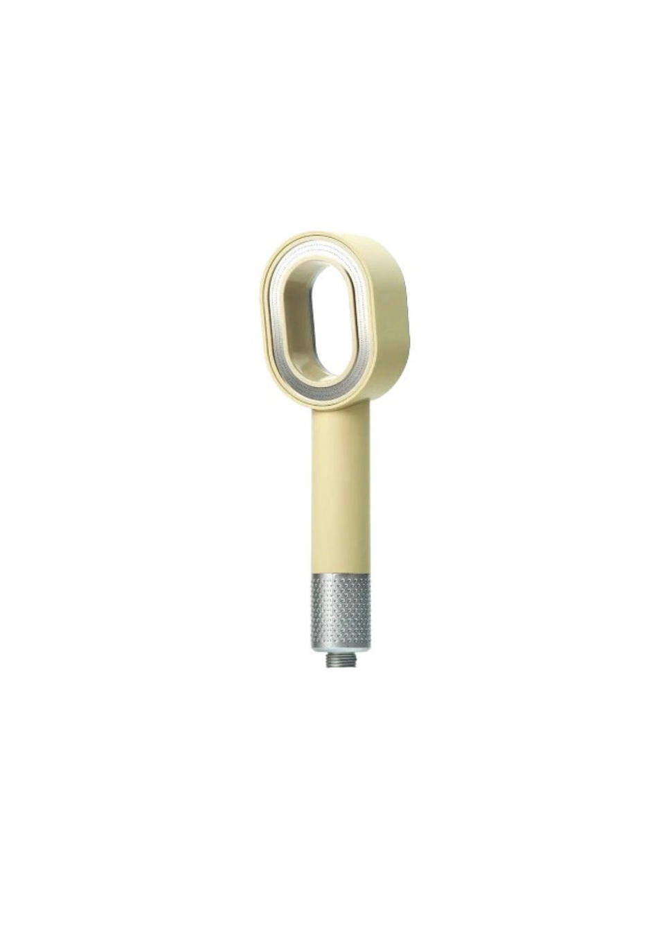 Beige filtered shower head with built-in water filtration system